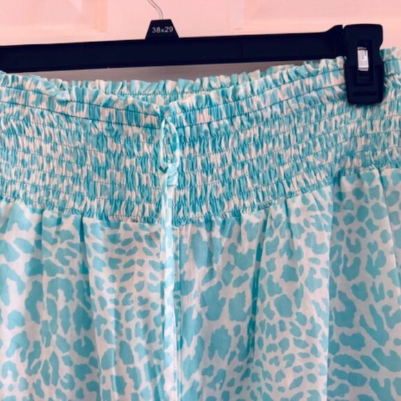 NWT Kate Spade Seaflower Swim Cover Up Pant Blue Turquoise Wide Leg Sz L $155 - Picture 2 of 8